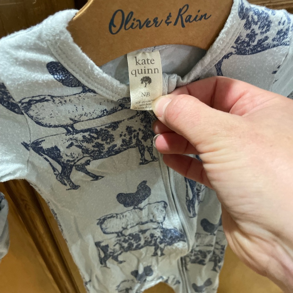 Kate Quinn Blue and Gray Animal Print Onesie